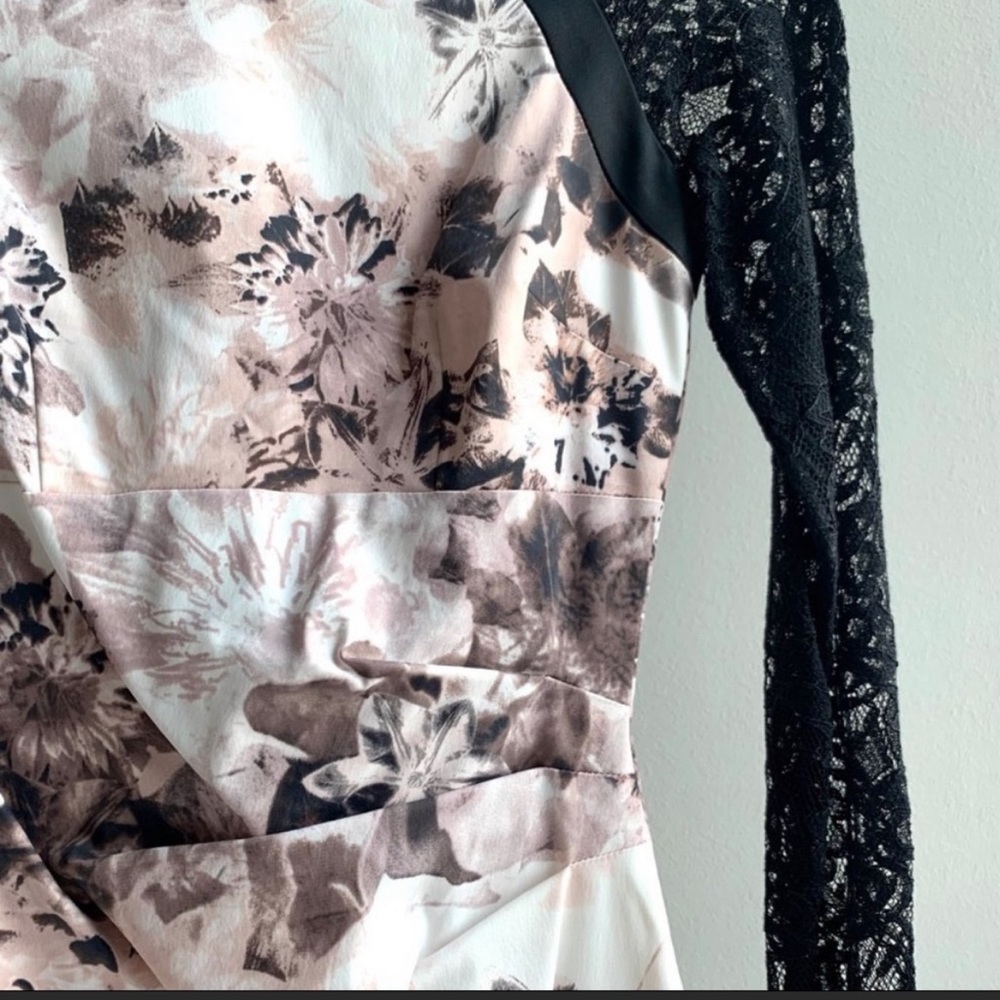 Karen Millen Black Lace long sleeve floral pencil midi dress - Picture 4 of 14